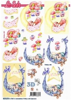 3D Schneidebogen Geburt, Baby schlafend, Mond